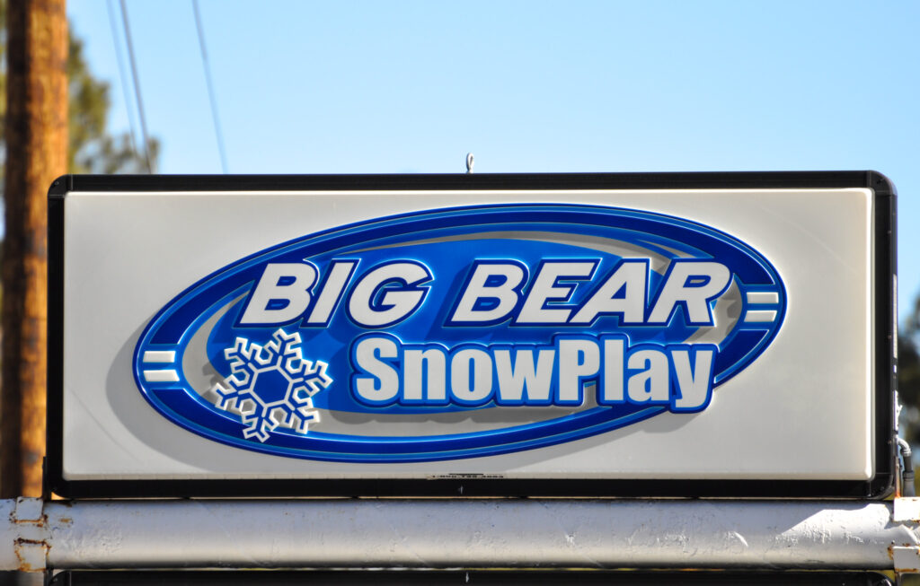 Big Bear Snow Play sign in Big Bear Lake
