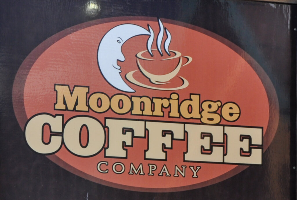 Moonridge Coffee Company Logo with a Moon next to a cofee cup.