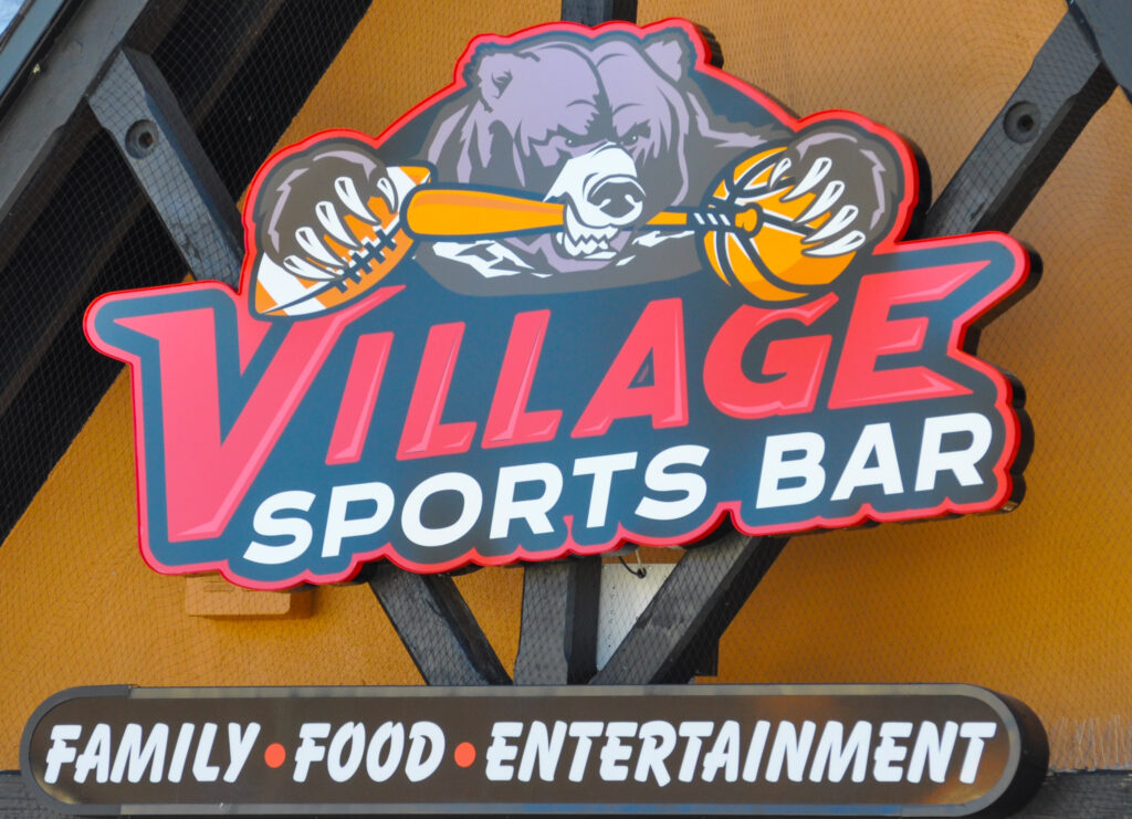 Village Sports Bar Sign in Big Bear Lake