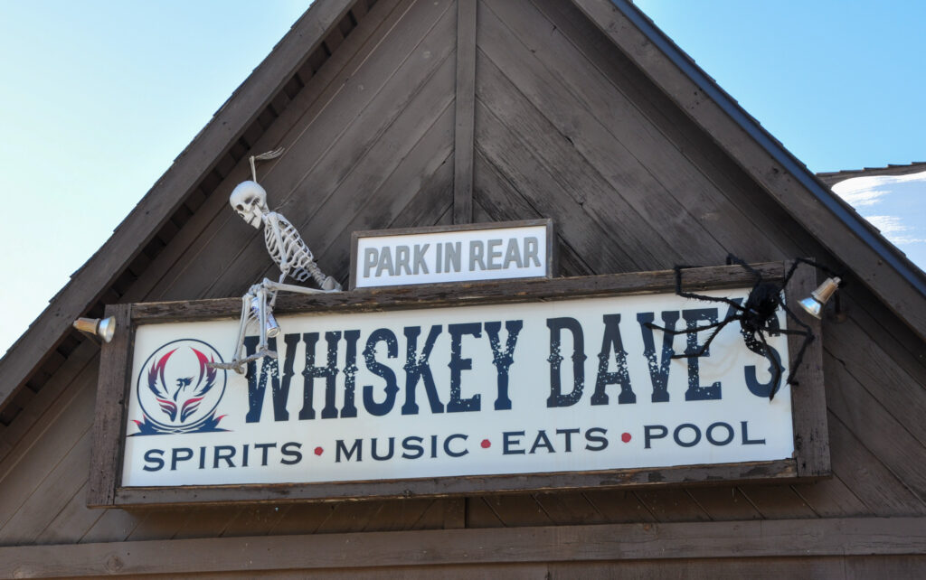 Whiskey Dave's Bar sign in Big Bear Lake