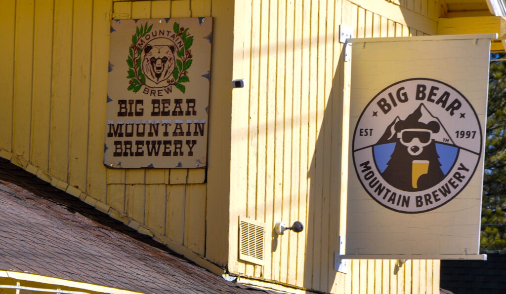 Sign for the Big Bear Mountain Brewery in Big Bear Lake California. 