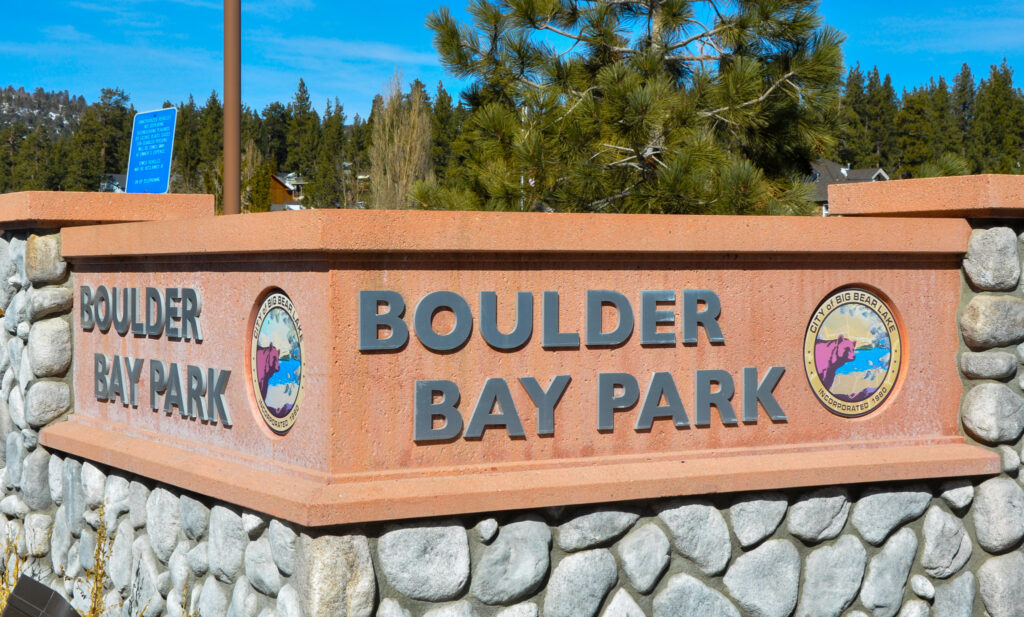 Boulder Bay Park Sign in Big Bear Lake